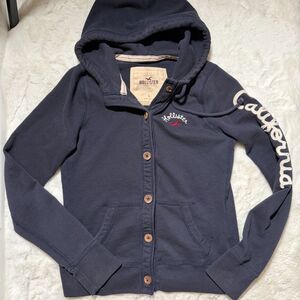Hollister vintage Y2K embroidered button-up hoodie